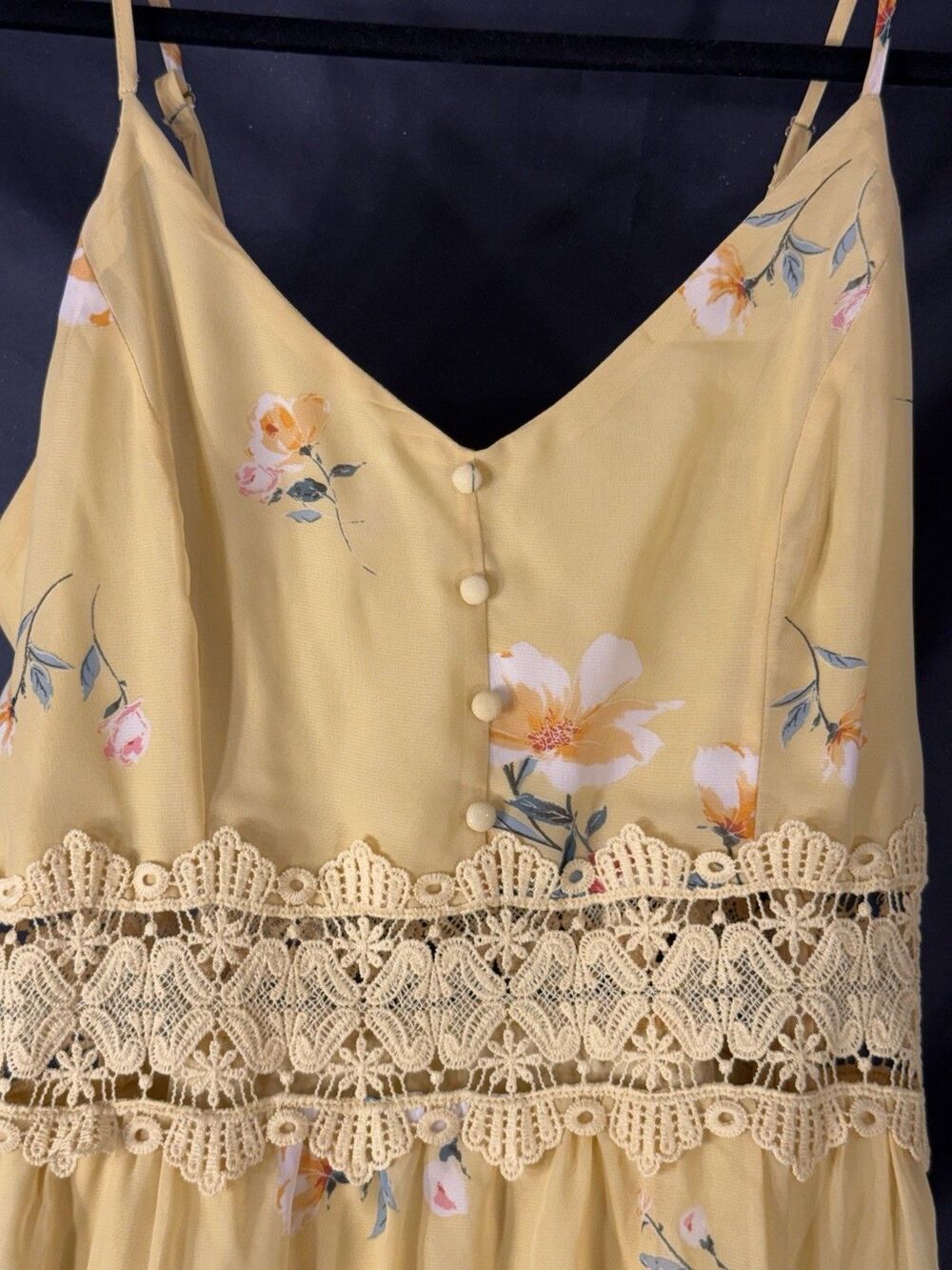 Blashe Long Spaghetti Strap W/lace Floral Dress Sz Lrg
